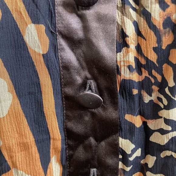 Bob Mackie Abstract Orange and Brown Blouse - Picture 6 of 11